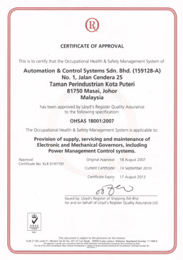 Certificate of Approval - Safety